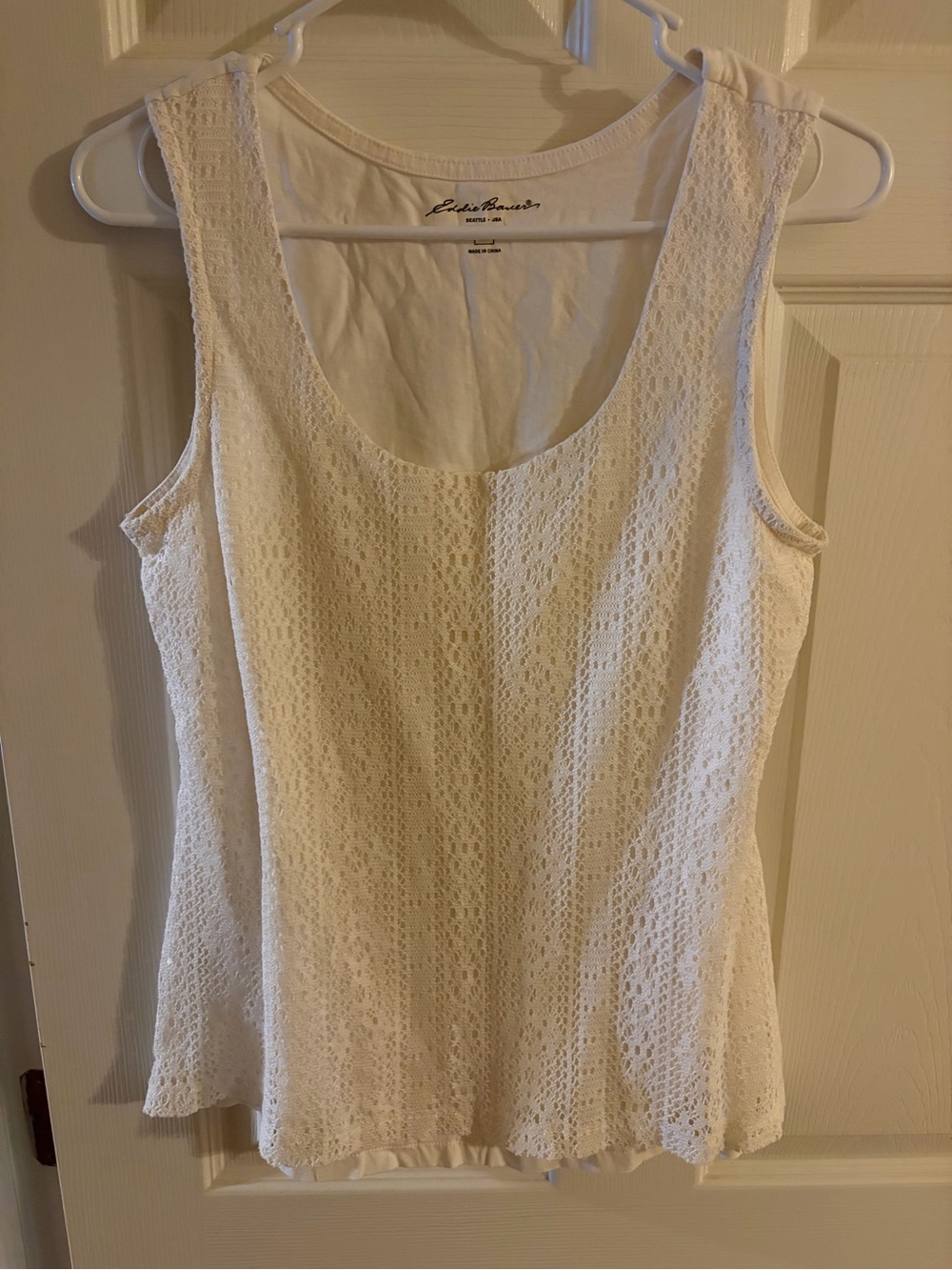 Eddie Bauer Cream Lace Scoop Neck Tank